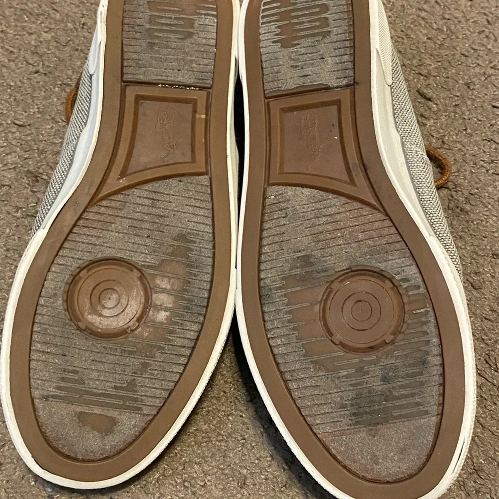 Mens Polo Ralph Lauren Forestmont II Gray White Canvas Boat Shoes Size‎ 9
